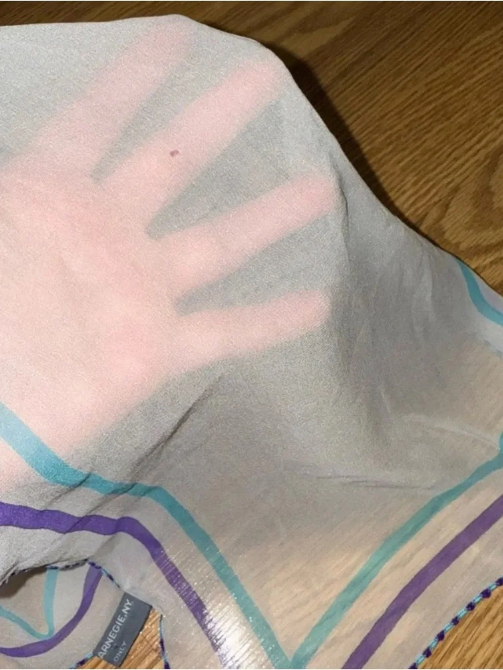 Striped Sheer Curtain Panel in Cream with Lavender and Teal Accents